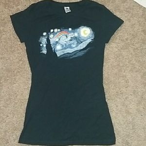 Navy Blue Starry Night Nyan Cat T-shirt